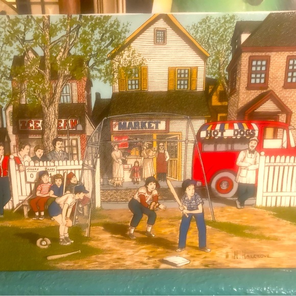 H. Hargrove Signed.(Nicolo Sturiano) Sand Lot Baseball Serigraph Oil Painting. - Picture 1 of 4